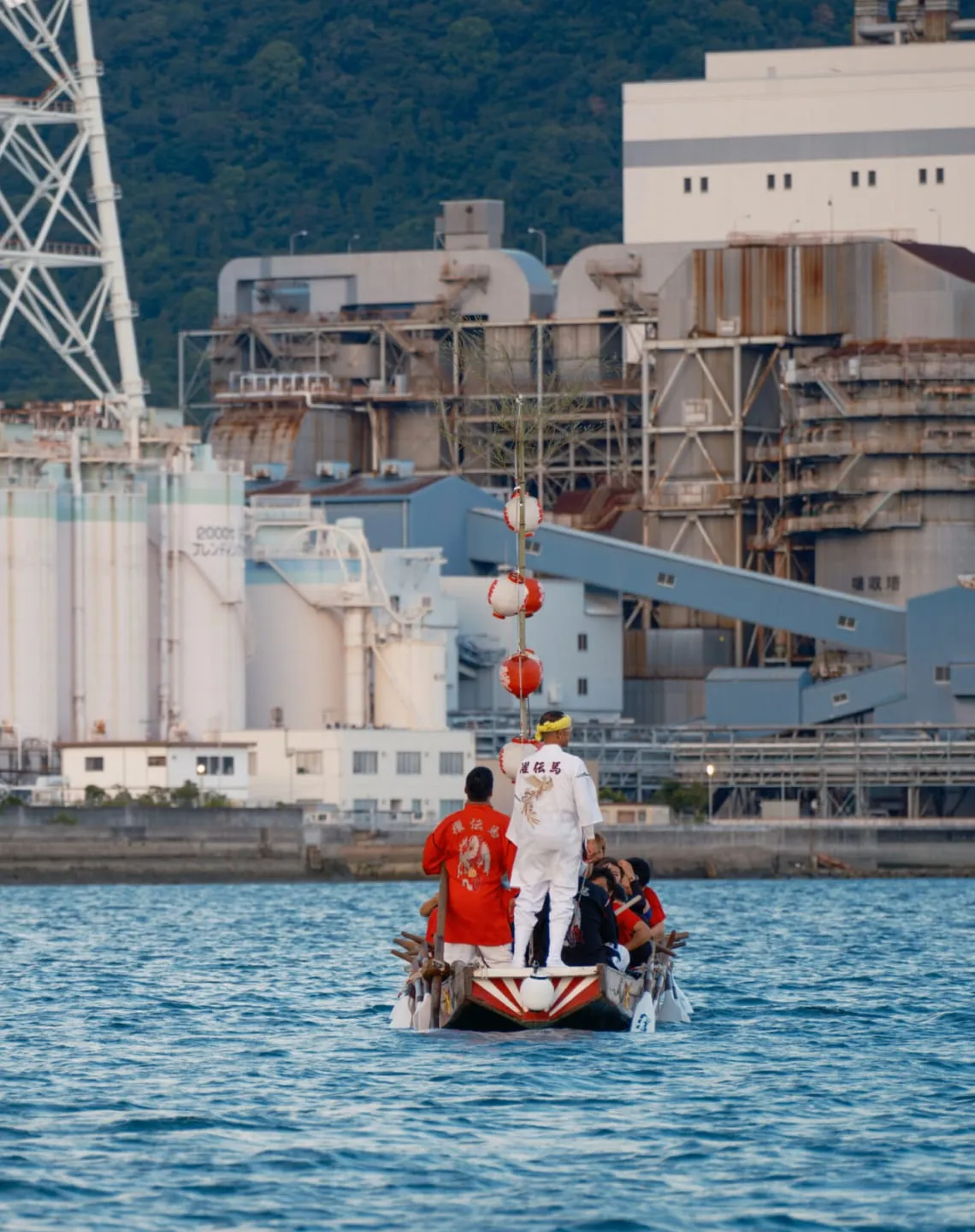 A magical night scene featuring the soft glow of bamboo lanterns.